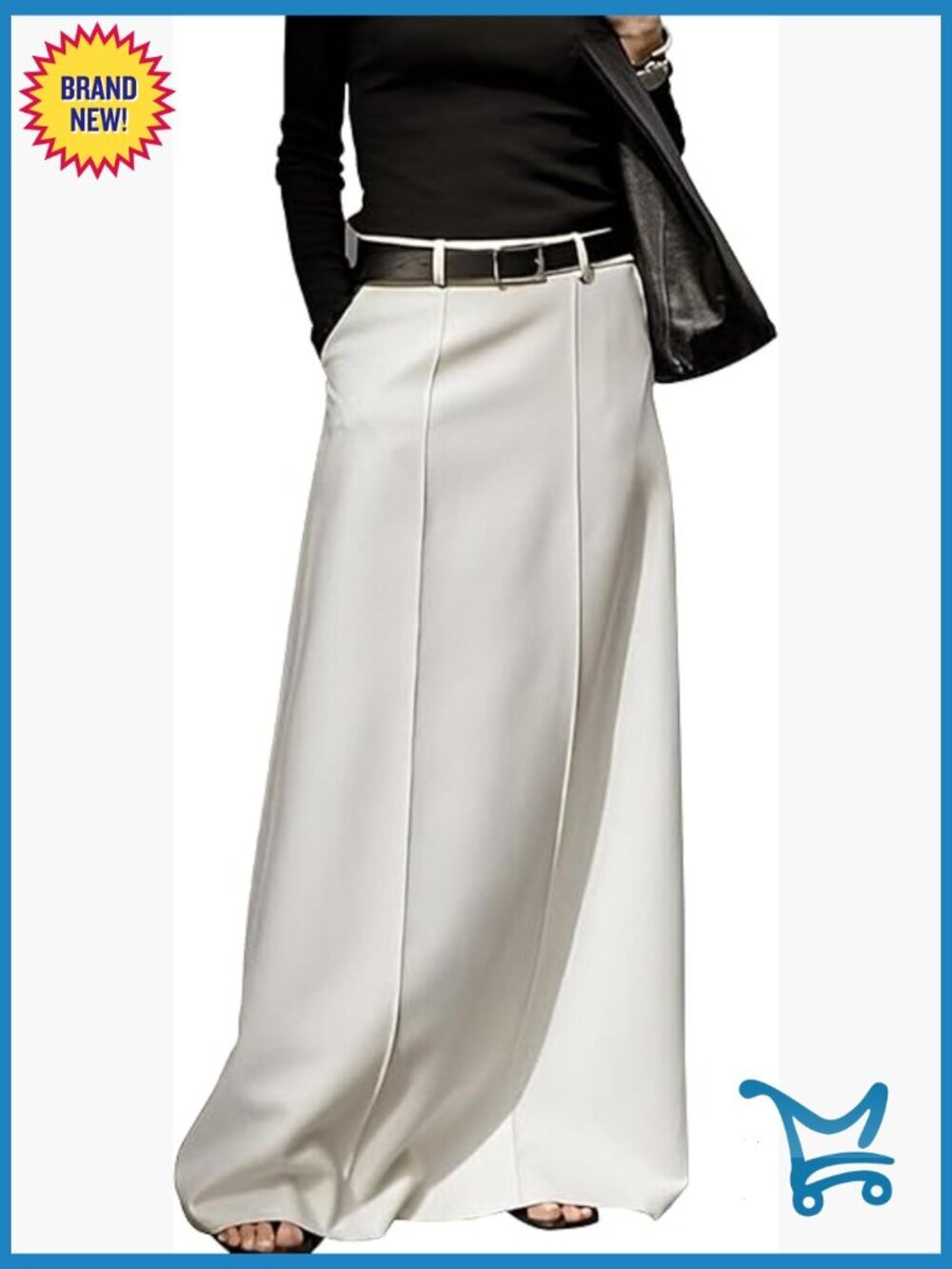 High Waist H Line Long Maxi Skirt with Pockets Floor Length Straight